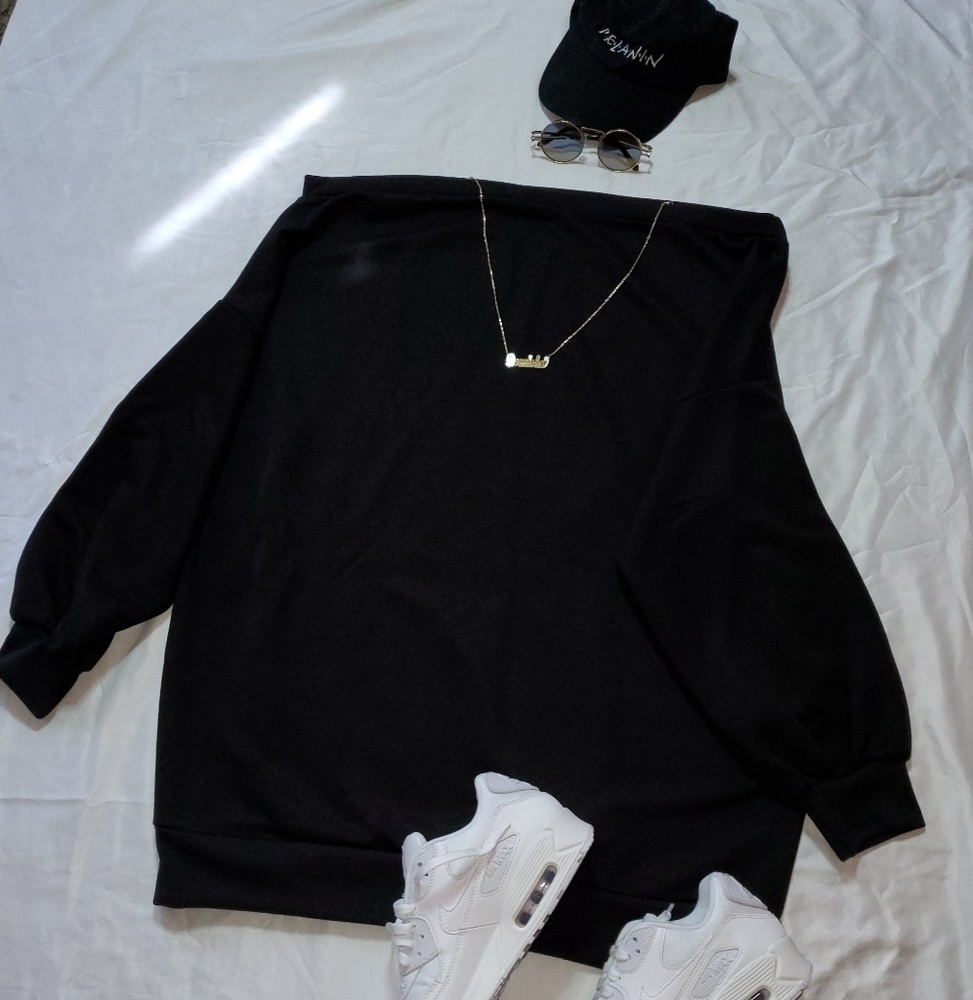 Off the shoulder sweatshirt dress
